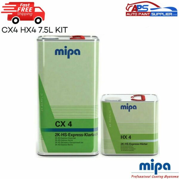 MIPA CLEAR LEQUER HS CX4 5LTR WITH 2.5 LTR HX4 HARDNER **7.5 LTR KIT** MIPA CLEAR LEQUER HS CX4