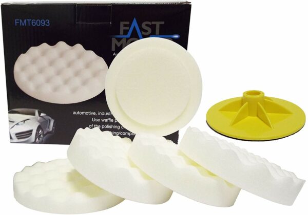 Fast Mover Tools, White Waffle Compounding Pads, 5pcs FMT6093