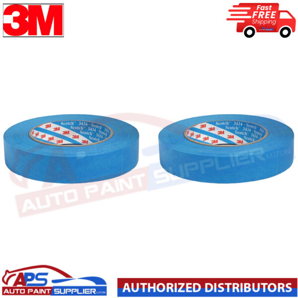 3M 3434 QTY ROLL Blue MASKING TAPE 07895 Water & Solvent Resistant 18MM X 50M Model: 3434