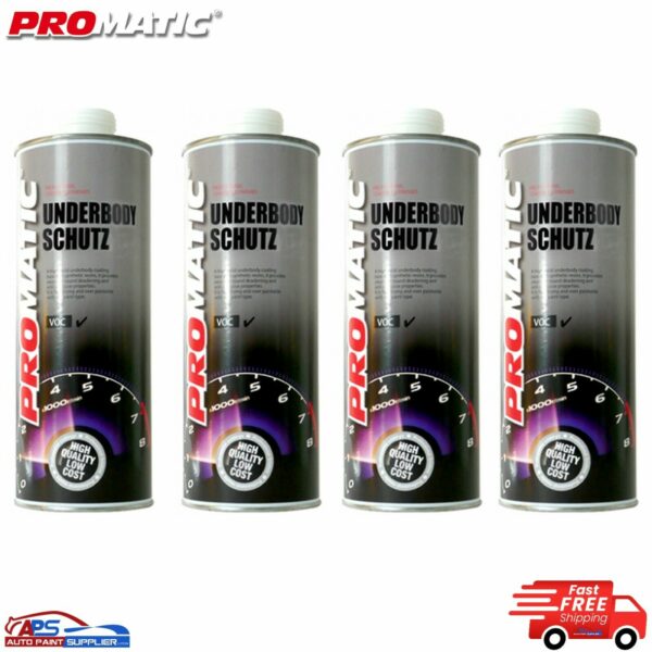4 X PROMATIC SCHUTZ UNDER SEAL UNDERBODY RUST PROTECTION PROTECTOR BLACK 1LTR Model 4 x 256730019
