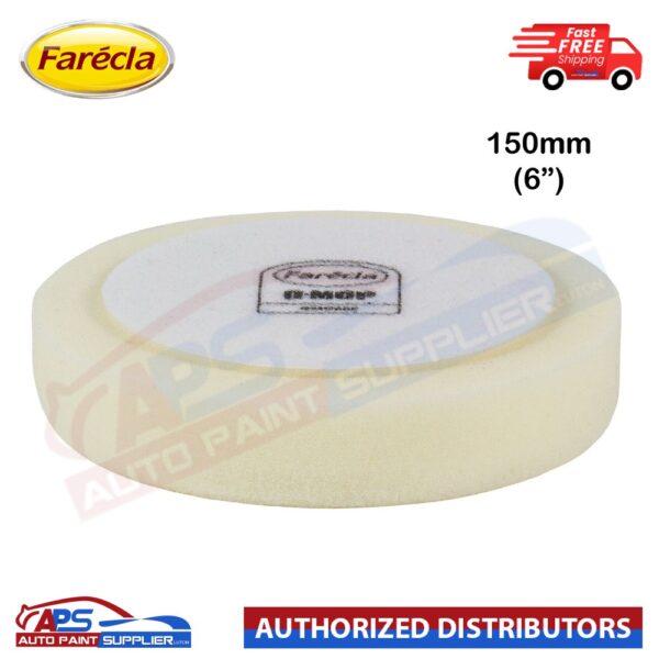 Farecla G Mop Head 6” 150mm White Compound Pad Hook & Loop GMC606 - Wet Use Foam Model: GMC606