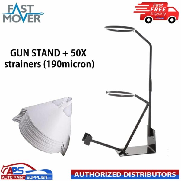 FAST MOVER FMT5000 Spray Gun Holder Stand Bench Mounted + 50 strainers 190micron Model: FMT5000