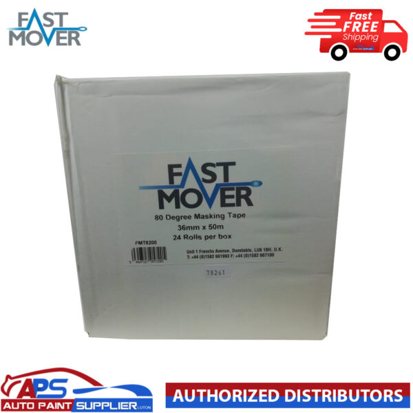 FAST MOVER TOOLS MASKING TAPE - 80 DEGREES - 36MM X 50MTRS - 24 ROLLS - 1 BOX Model FMT8200