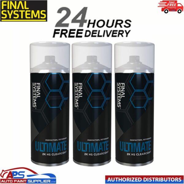 3 x FINAL SYSTEMS ULTIMATE 2K HS CLEARCOAT AEROSOL - 400ml Model: FL6000
