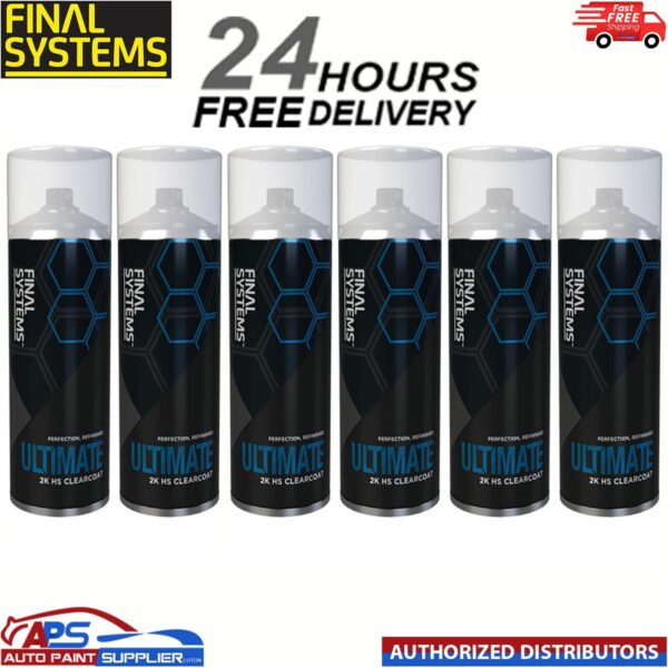 6 x FINAL SYSTEMS ULTIMATE 2K HS CLEARCOAT AEROSOL - 400ml Model: FL6000