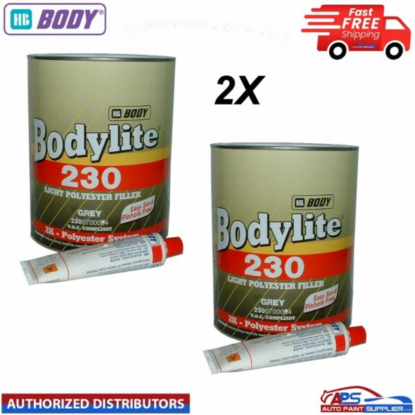 2x HB Body Car Body Filler Lightweight 3.5L- Easy Sand Polyester Bodylite Model 230