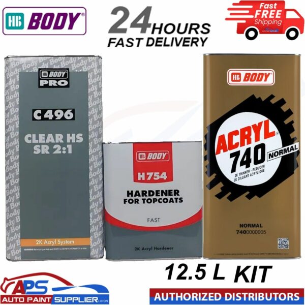 HB Body C496 2K Lacquer WITH Fast Hardener H754 + Acrylic Thinner 12.5 litre kit Model: 4960100005 & 72200000031