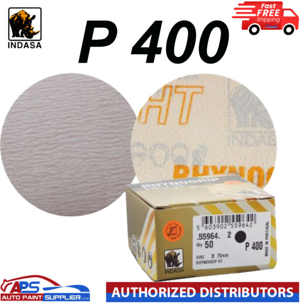 Indasa Rhynogrip HT Line 75mm 3" Sanding Discs P400 Box of 50 Grip System Model C55964