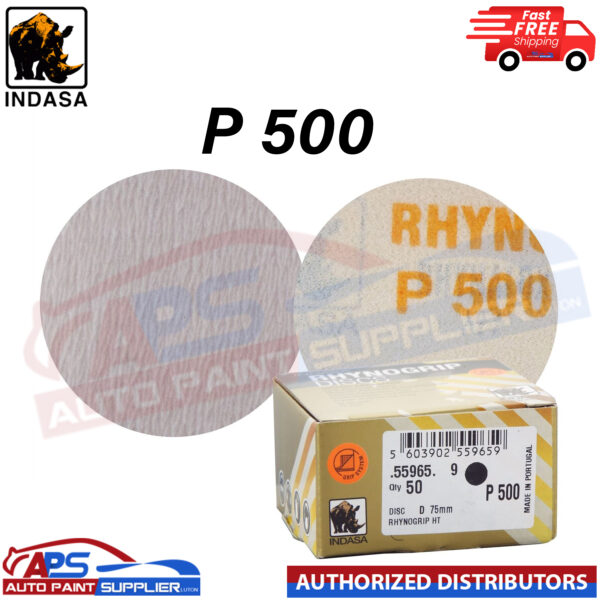 Indasa Rhynogrip HT Line 75mm 3" Sanding Discs P500 Box of 50 Grip System Model: C55965