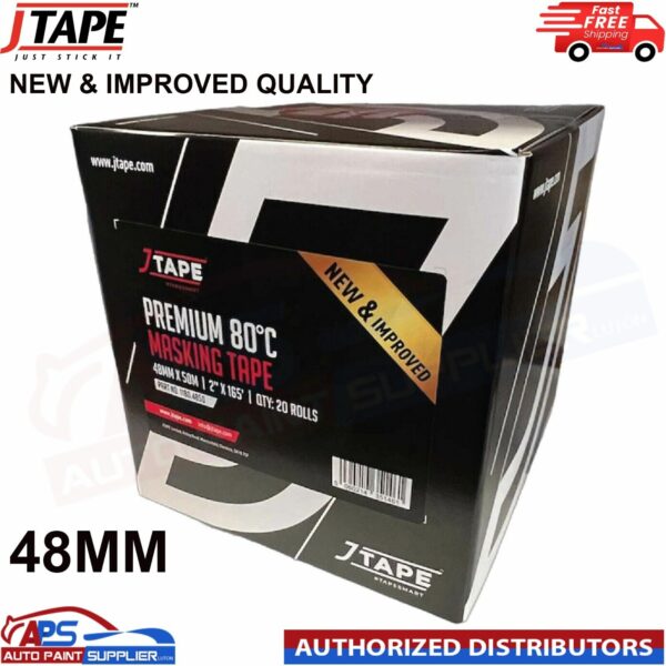 JTAPE 48MM PREMIUM MASKING TAPE - BOX OF 20 ROLLS NEW & IMPROVED QUALITY Model: JTAPE1180.4850