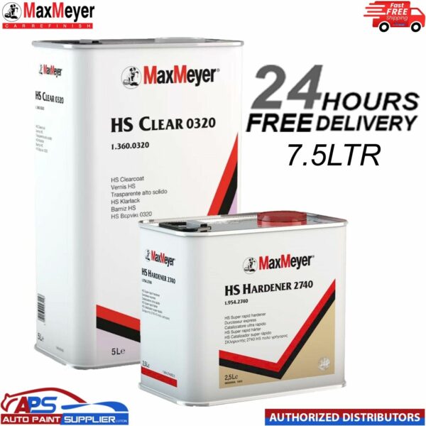 Max Meyer HS CLEAR 5 Litre 0320 + 2.5L 2740 HS Super Rapid Hardener Model: 1.360.0320/5KITFAST