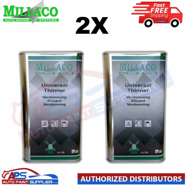 2X MILLACO Basecoat Universal Thinner & 2k Car Automotive Paint Gun Cleaner 5L Model: 2X MILLACO Thinner