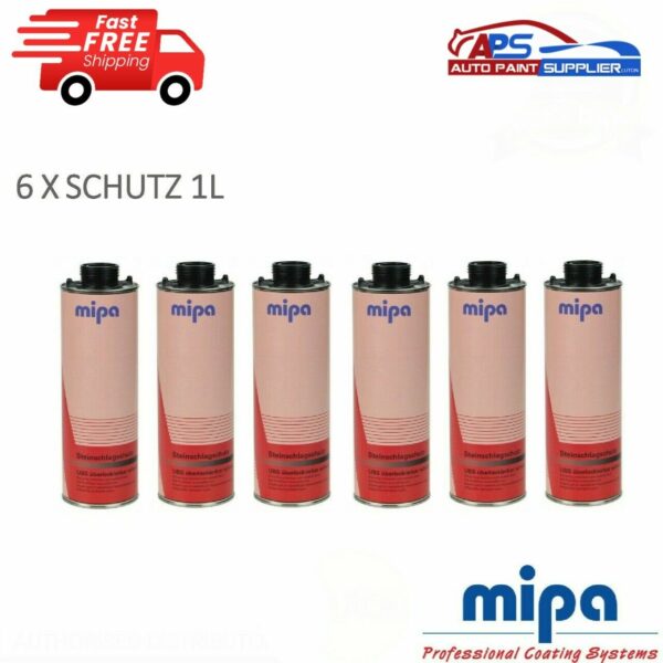 6 X MIPA SCHUTZ UNDER SEAL UNDERBODY RUST PROTECTOR BLACK 1LTR Model 6 x 256730005