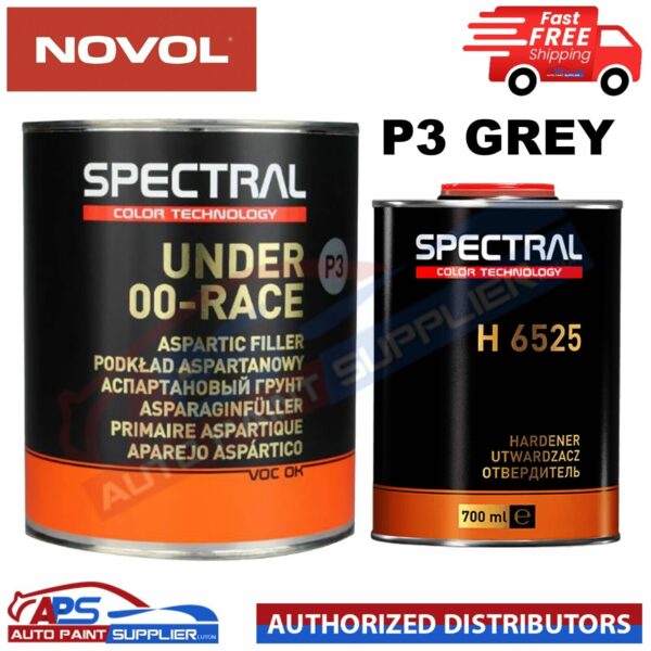 NOVOL SPECTRAL UNDER 00-RACE P3 GREY RAPID FILLER PRIMER + H6525 KIT 1.4L Model NOVRACEGRY