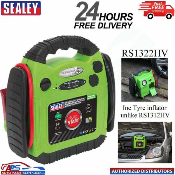 Sealey RS1322HV RoadStart Emergency Jump Starter inc Air Compressor 12V 900 Amps Model: PRS1322HV