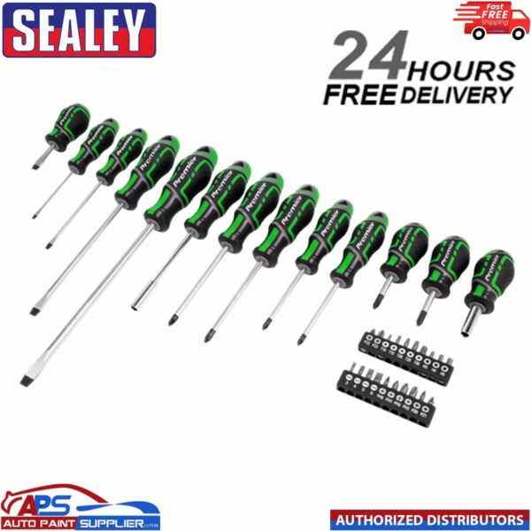 Sealey Screwdriver & Bit Set 33pc GripMAX® - Hi-Vis Premier Hand Tool Model: AK4370HV