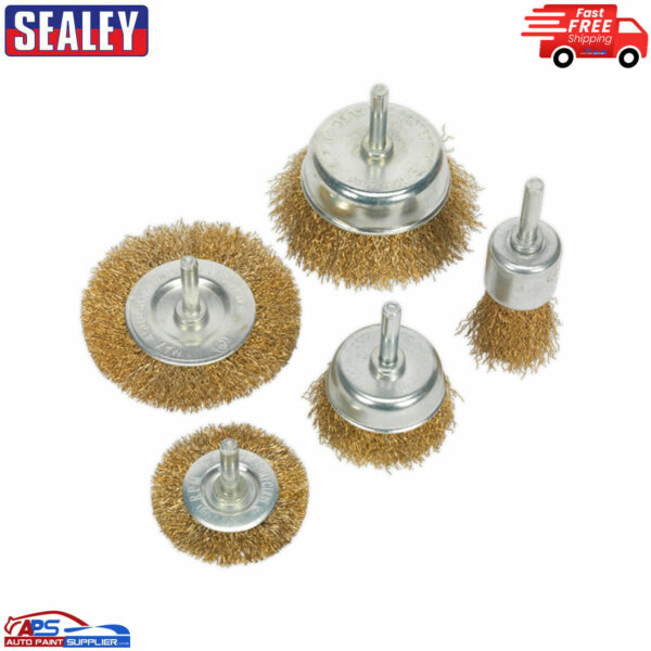 Sealey BWBS05 Brassed Wire Power Tool Brush/Brushing/Cleaning Set-5pc Model BWBS05