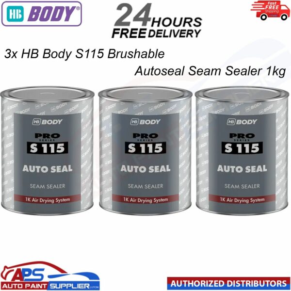3x HB Body S115 Brushable Autoseal Seam Sealer - 1kg Car Body Seam sealer Model: 1150700009