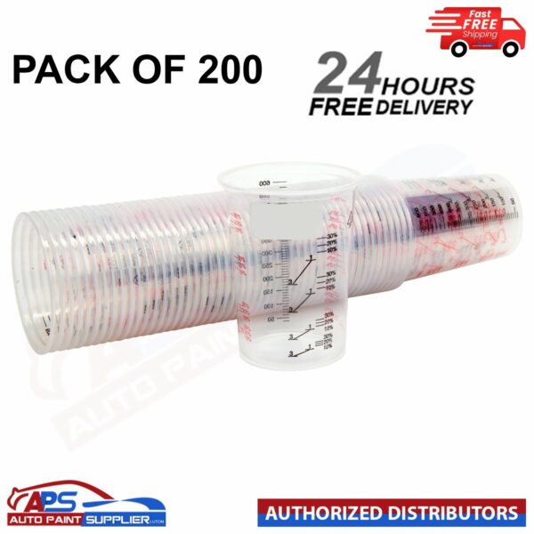 200x Paint Mixing Cups 600ml Plastic PC600 Graduated With Ratios 600cc Model: PC600