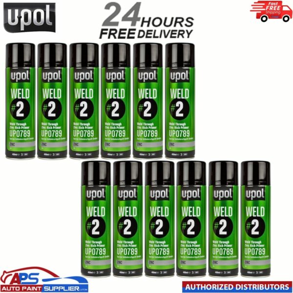 12 x UPOL WELD#2 Weld Through Zinc Rich Aerosol 450ml U-POL Model: WELD/AL