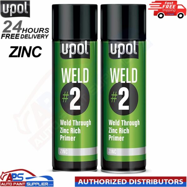 2X U-POL WELD/AL WELD#2 Weld ZINC RICH Through Primer Rich Aerosol - 450ML Model: WELDZ/AL