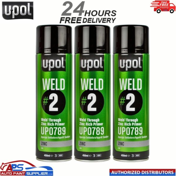 3 X U-POL WELD 2 ZINC WELD THROUGH PRIMER AEROSOLS - UPOL 450ML Model: WELD/AL