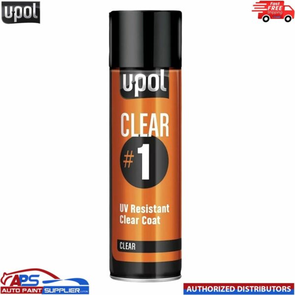 UPOL CLEAR#1 1k Clear Lacquer Clearcoat Aerosol 450ml U-POL UV Resistant Model: CLEAR/AL