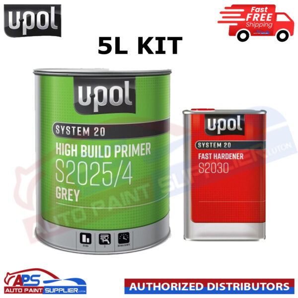 UPol System 20 2K High Build Paint Primer GREY S2025+S2030 Fast Hardener 5 L KIT Model S2025/4KITSTD