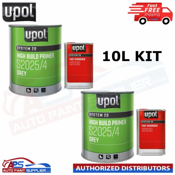 2x U-POL HS High Build Primer Filler S2025 with fast hardener s2030 GREY 10L KIT Model S2025/4