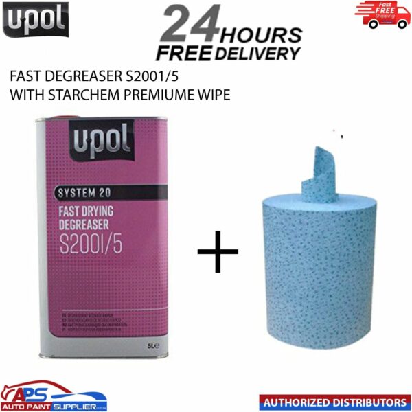 UPOL System 20 S2001 Fast Degreaser 5L With Starchem Premium Solvent Wipe Model: UPOL System 20