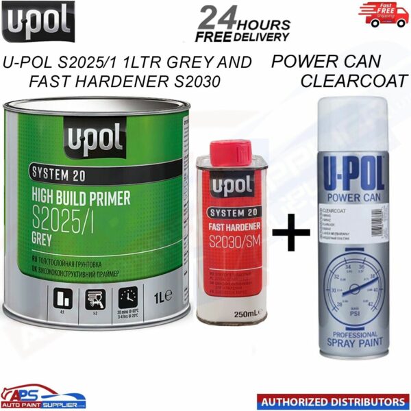 UPOL S2025/1 GREY AND FAST HARDENER 1.5L KIT WITH POWER CAN CLEARCOAT 500ML Model: S2025+PCLC/AL