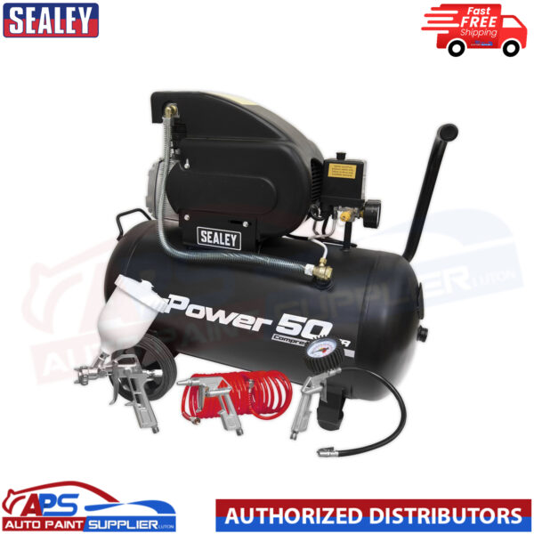 Sealey Compressor 50L Direct Drive 2hp with 4pc Air Accessory Kit SAC5020APK Ex Display Item Model: SAC5020APK