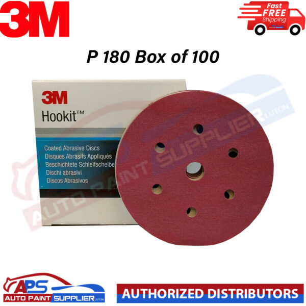 3M Hookit Red Disc Hook&loop 7 Hole 150mm [P500, P180, P60] Model RED150MMVELCRO
