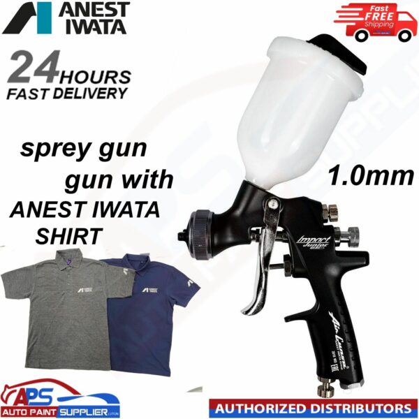 Anest Iwata Gravity Spray Gun HTE-S Impact 1.0mm+ IWATA SHIRT - FAST DELIVERY Model: 13000720