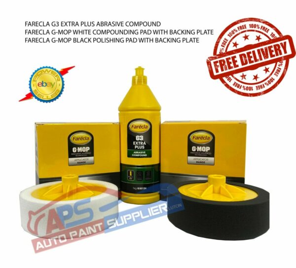 FARECLA G3 EXTRA PLUS ABRASIVE COMPOUND 1KG +GMOP COMPOUNDING AND FINISHING MOPS Model far-g3