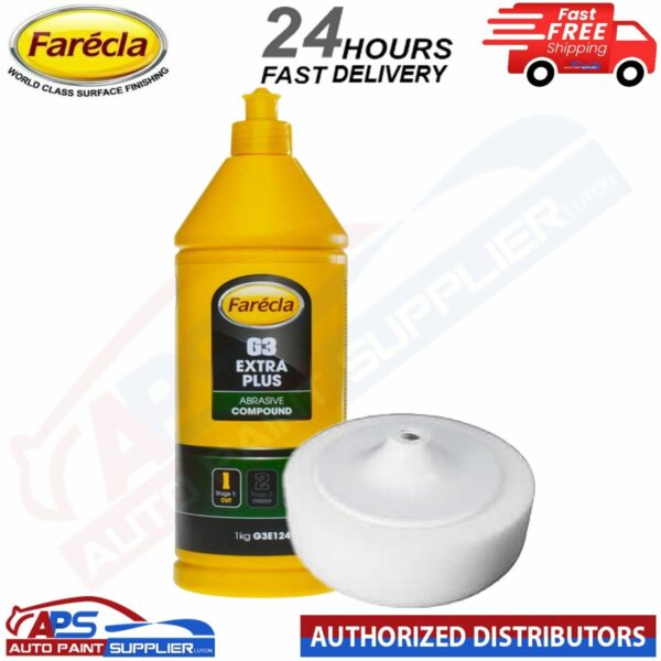 Farecla G3E124 G3 Extra Plus Compound 1kg +QWMF14 WHITE PAD MOP - FAST DELIVERY Model: G3E124+QWMF14