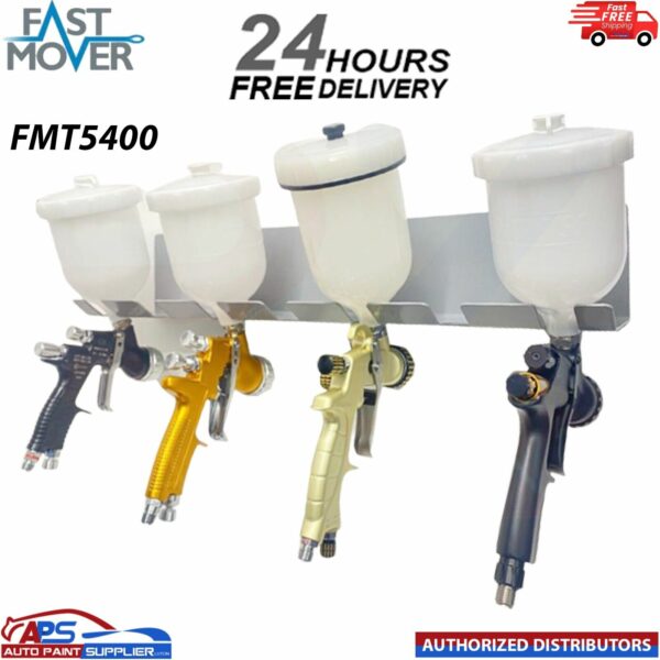 FAST MOVER TOOLS WALL MOUNTED FMT5400 GRAVITY SPRAY GUN HOLDER FOR 7 GUNS Model: FMT5400