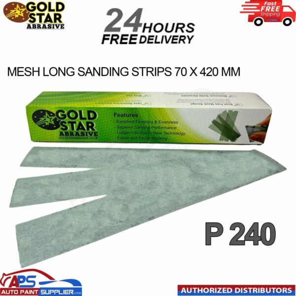 GOLD STAR GREEN LONG SANDING STRIPS 70 x 420MM GRIT P 240 - FAST DELIVERY Model: ZA350M(AU)