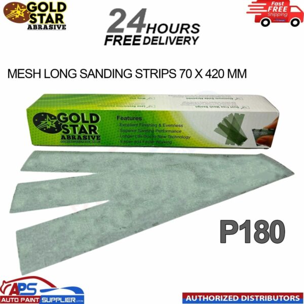 GOLD STAR GREEN LONG SANDING STRIPS 70 x 420MM GRIT P180 - FAST DELIVERY Model: ZA350M(AU)