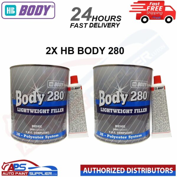3 x HB Body 3 Litre Bodyfiller HB280 Beige Lightweight 2K - FAST DELIVERY Model: HB280X2