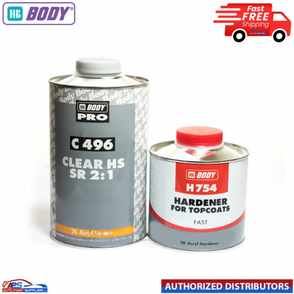 HB BODY C496 2K LACQUER KIT & FAST HARDENER H754 1.5LTR KIT CLEAR 2:1 Model C496