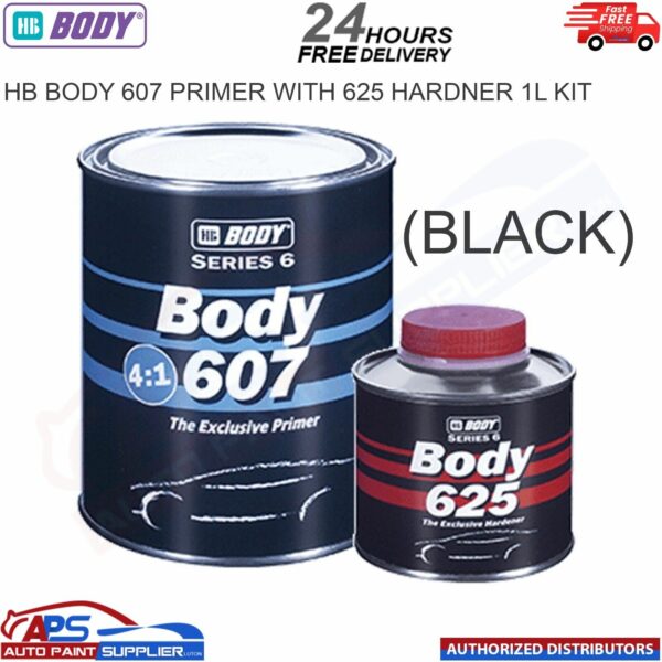 HB BODY 607 DEEP FILLING PRIMER 4:1 800ML WITH 625 HARDENER KIT 1LTR : BLACK Model: BODY 607