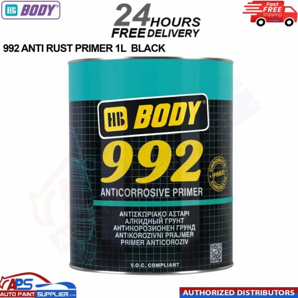 HB BODY 992 Anti rust primer Black 1 Litre, Anti corrosive - FAST DELIVERY Model: 992 black