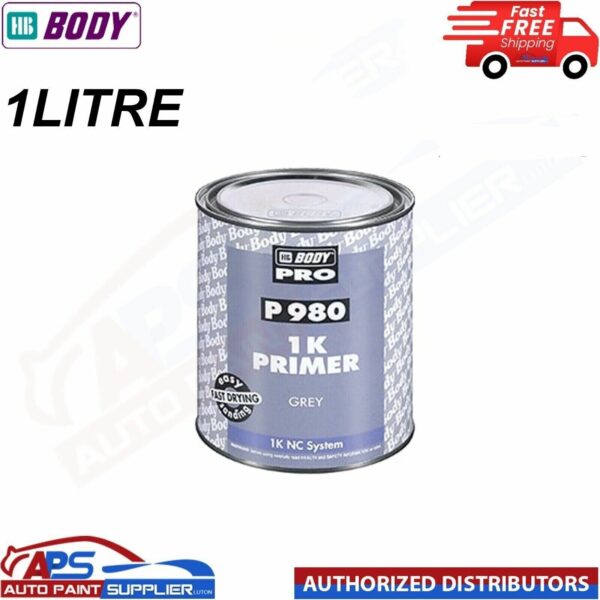 HB BODY P980 1K PRIMER GREY 1LTR easy sanding FAST DRYING Model: 9801700001