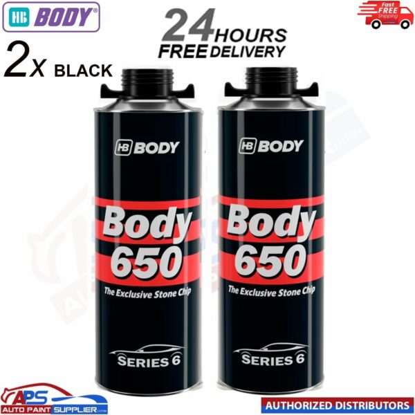 2x HB BODY 650 STON CHIP BLACK 1KG SCREW TOP CAN SERIES 6 - FAST DELIVERY Model: 6500010001