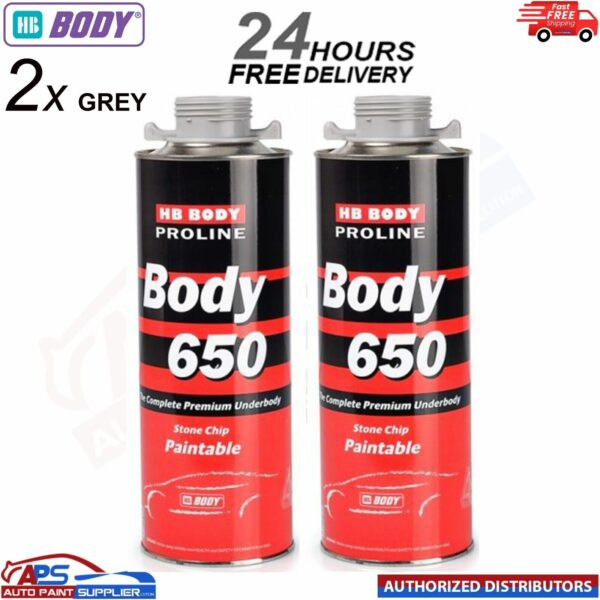 2x HB BODY 650 STON CHIP GREY 1KG SCREW TOP CAN SERIES 6 - FAST DELIVERY Model: 6500010001