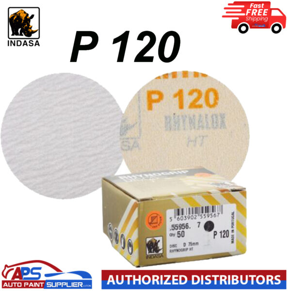 Indasa Rhynogrip HT Line 75mm 3" Sanding Discs P120 Box of 50 Grip System Model C55956