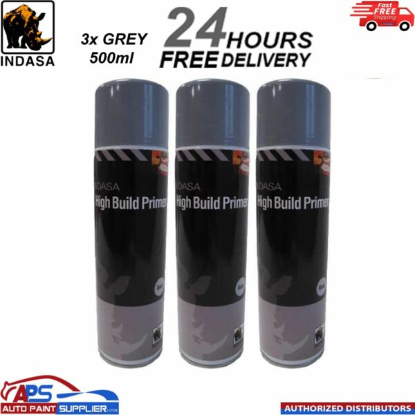 3x Indasa High Build Primer Aerosol Grey Spray Paint 500ml Model: 472927