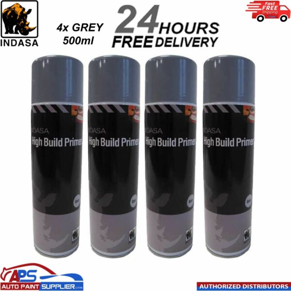 4x Indasa High Build Primer Aerosol Grey Spray Paint 500ml Model: 472927