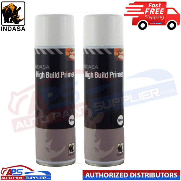 2X Indasa White High Build Acrylic Based Primer Aerosol Excellent Adhesion 500ml Model 472953